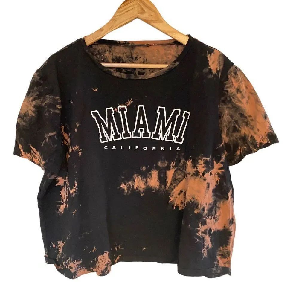 Shein Curve tie dye crop top brown black size 4XL